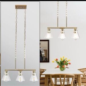 Elegant Gold Chandelier with Clear Glass Shades